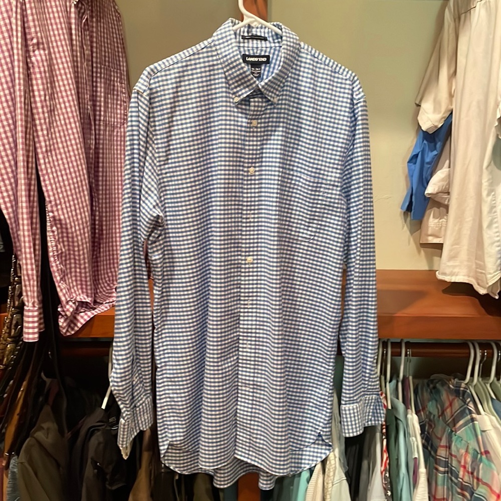 Lands’ End 16-36 Tall Traditional Fit Supima No Iron Men’s Cotton Shirt